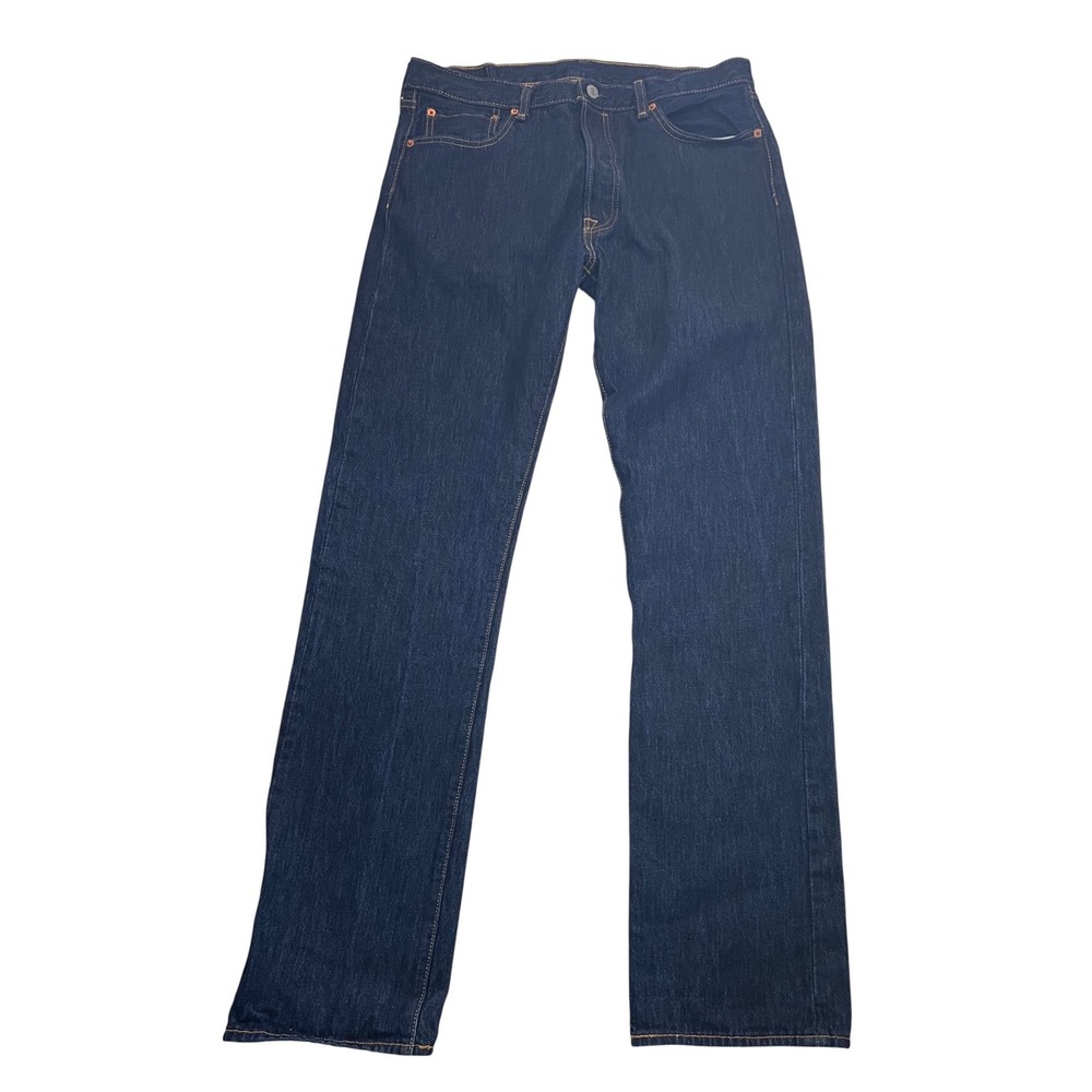 Levis 501 Original Fit Mens Jeans Dark Indigo Blue Denim W34 L36 00501-0115